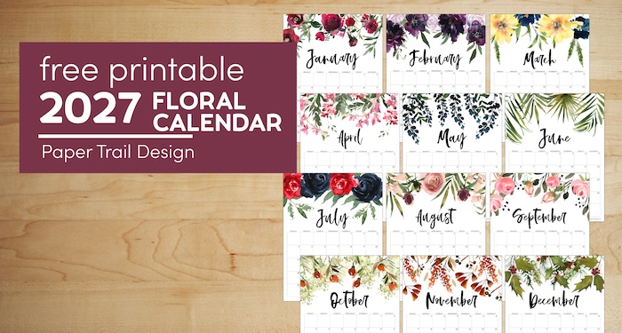 Free 2027 Calendar Printable – Floral