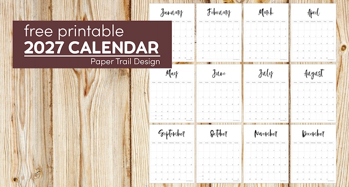 2027 Free Printable Monthly Calendar