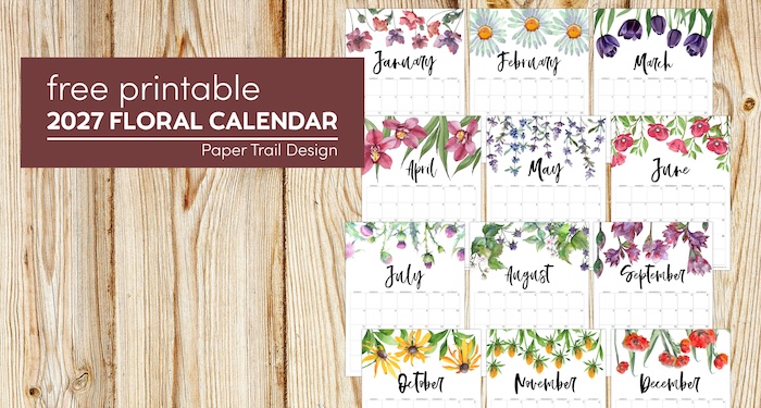 2027 Free Printable Calendar – Floral