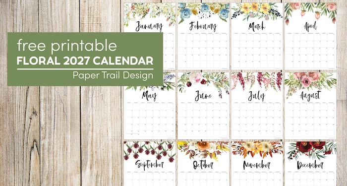 Floral Calendar Printable – 2027