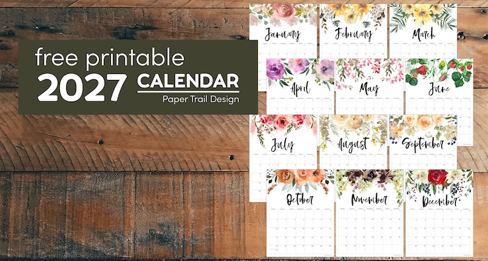 2027 Floral Calendar Printable
