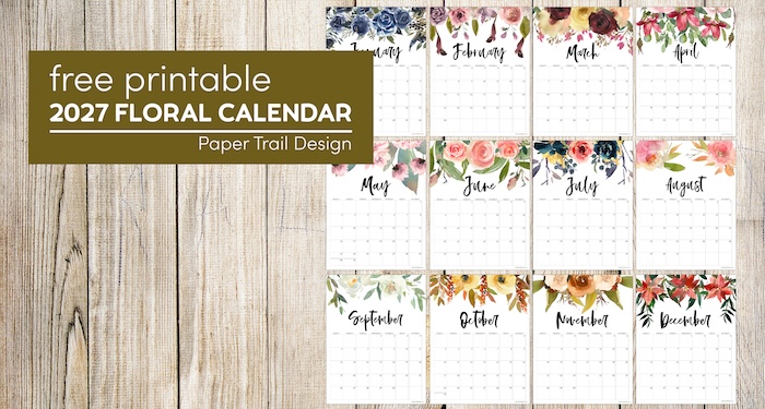 Floral 2027 Calendar Printable