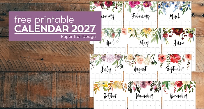 Free Printable Floral Calendar 2027