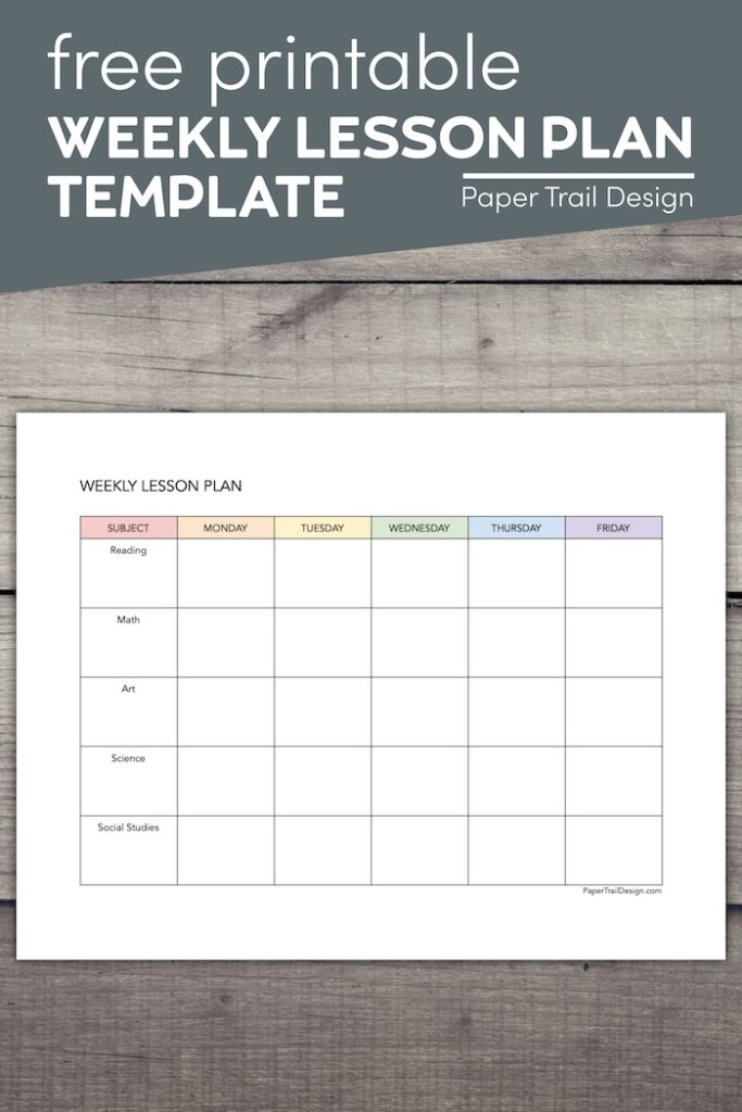 Weekly Lesson Plan Template for Google Docs - Paper Trail Design