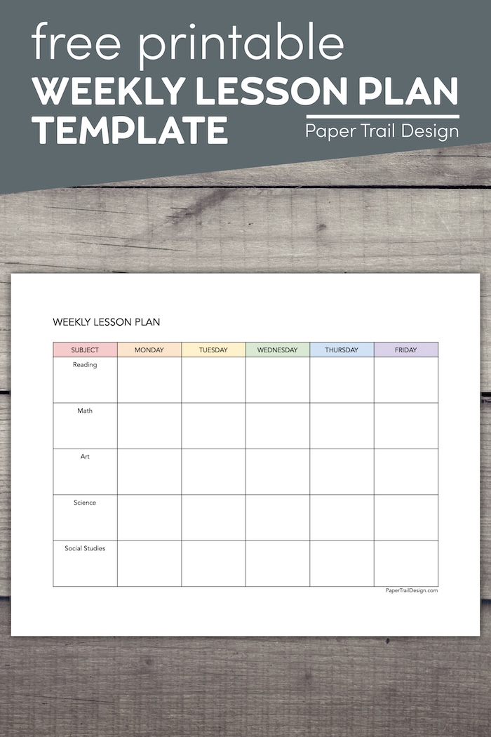 Weekly Lesson Plan Template for Google Docs - Paper Trail Design