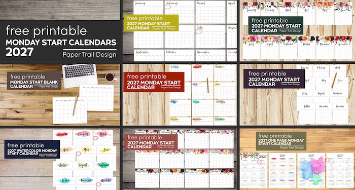 Monday Start Calendar Collection 2027