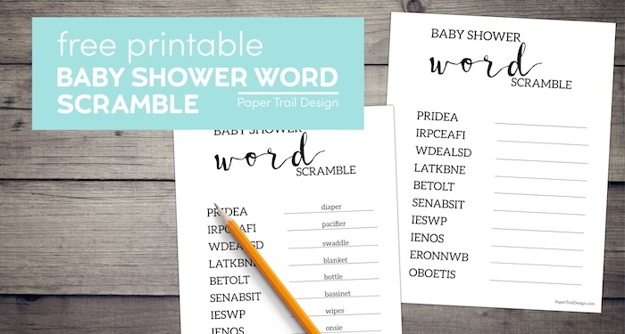 Baby Shower Word Scramble Game