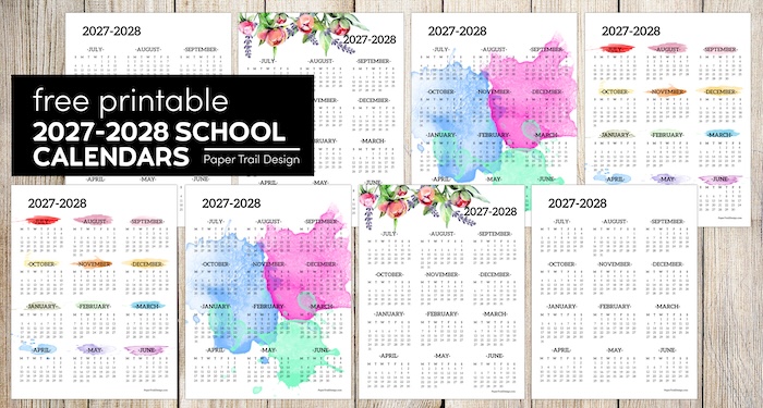 2027-2028 School Year Calendar Free Printable