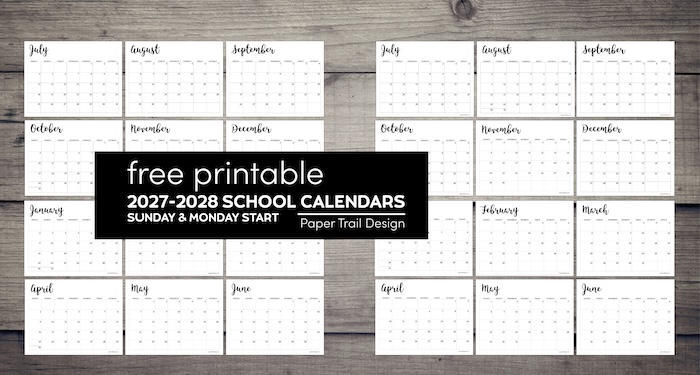 2027-2028 Printable School Calendar